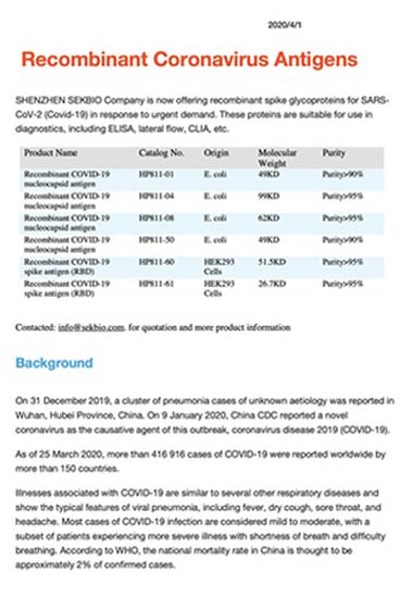 Rekombinant coronavirüs Antigens